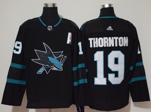 Adidas Men San Jose Sharks #19 Joe Thornton Black Alternate Authentic Stitched NHL Jersey